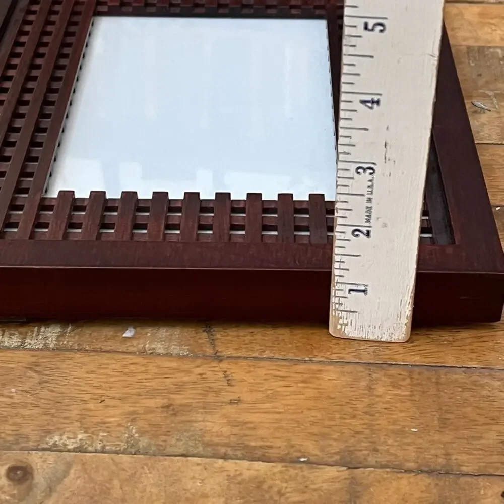 Decorative Picture Frame 4.5 x 6.5 in Dark Brown Grid Patterned Frame Standing